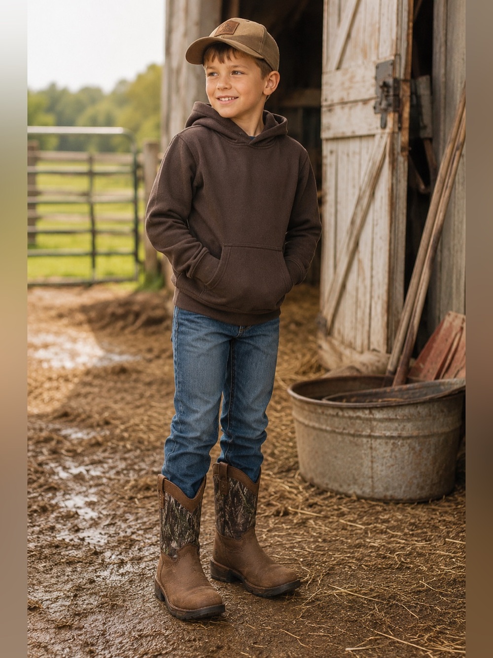 Rocky Outdoor Sport MudSlinger Camo Waterproof Pull On Boots Youth 2M - Picture 1 of 6